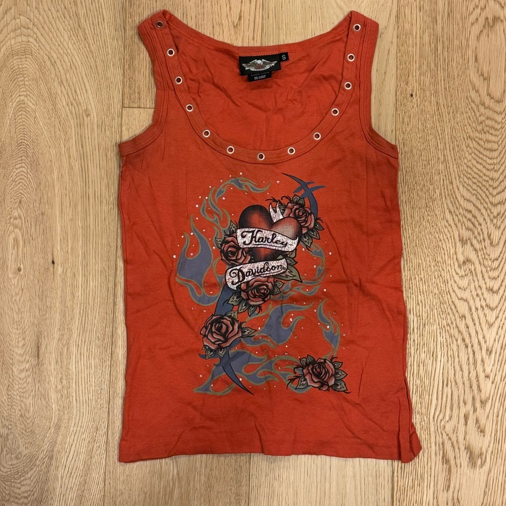 Women’s Harley Davidson Orange Graphic Tank Top
